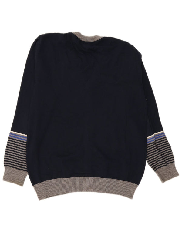 Cesare Paciotti 4US Boys Cardigan Sweater 15-16 Years Navy Blue Striped