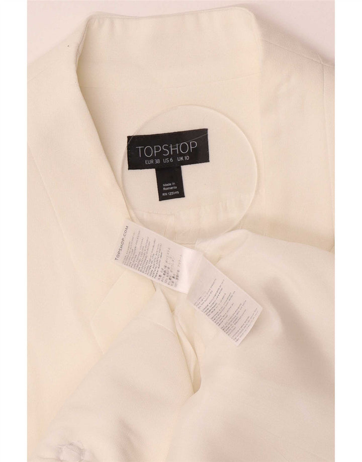 Topshop Womens Longline Waistcoat UK 10 Small White Polyester