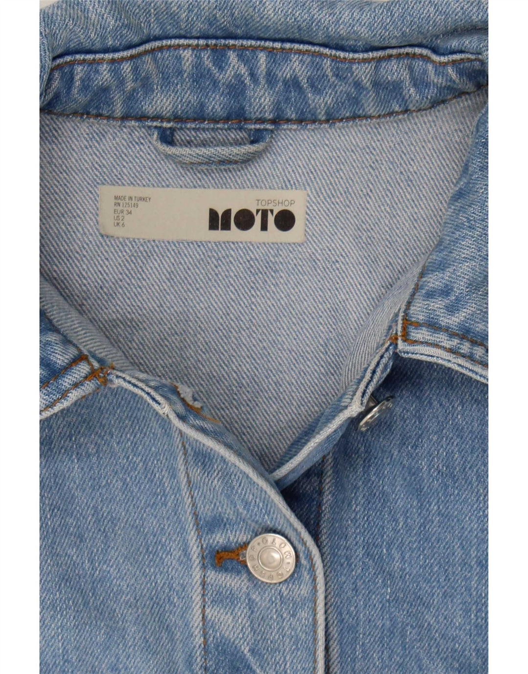Topshop Womens Crop Oversized Denim Jacket UK 6 XS Blue Cotton