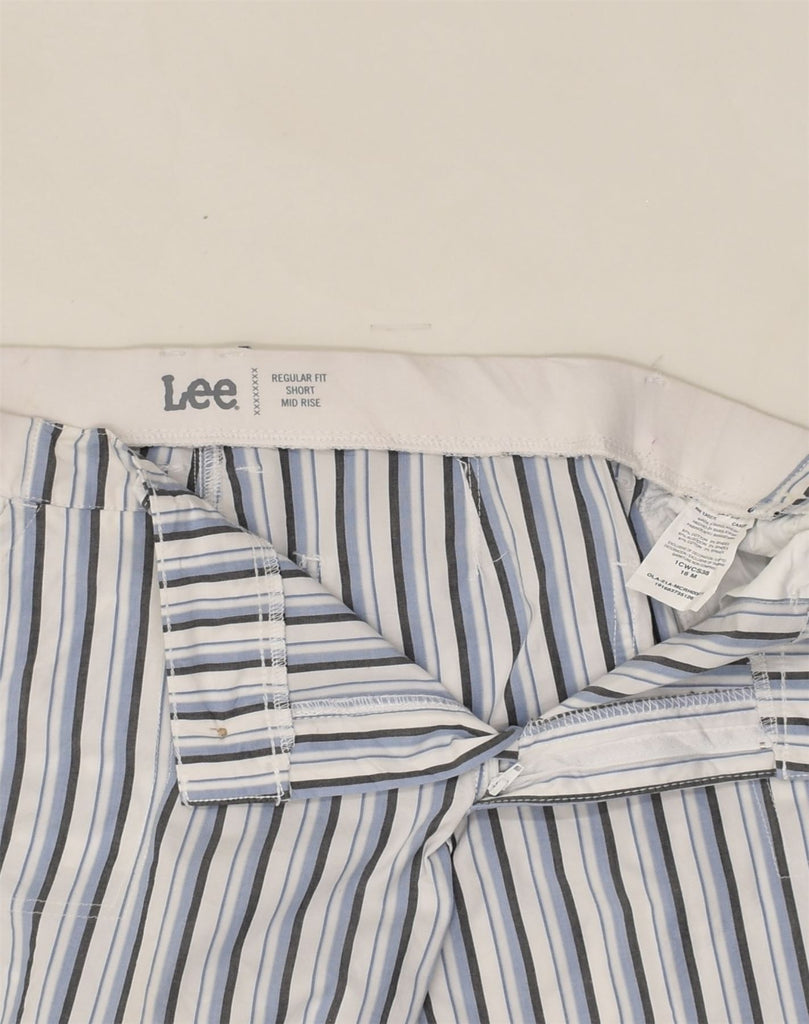 LEE Womens Mid Rise Regular Fit Cargo Shorts US 16 2XL W38  Blue Pinstripe | Vintage Lee | Thrift | Second-Hand Lee | Used Clothing | Messina Hembry 