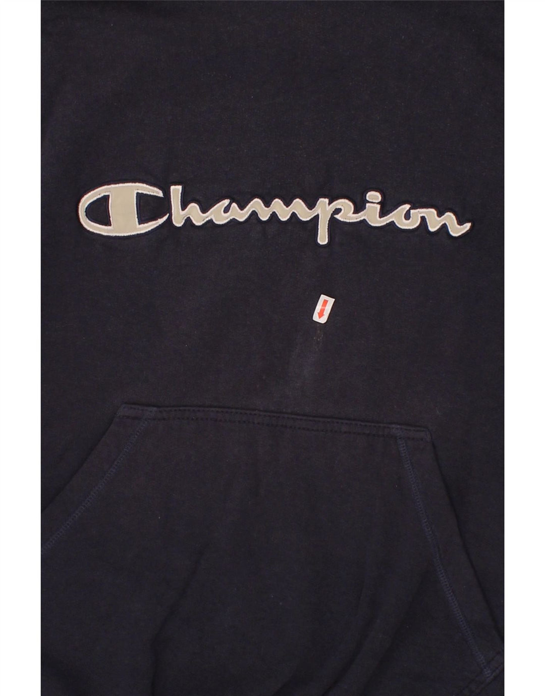 CHAMPION Mens Graphic Hoodie Jumper Large Navy Blue Vintage Champion and Second-Hand Champion from Messina Hembry 