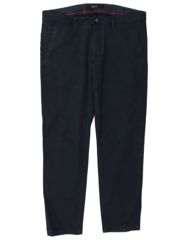 Liu Jo Mens Slim Fit Chino Trousers IT 48 Medium W32 L28 Navy Blue Cotton