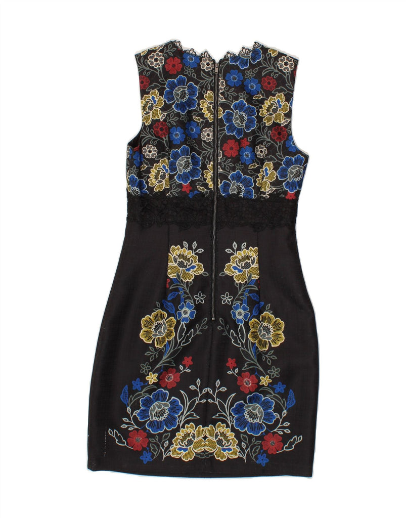 WAREHOUSE Womens Sleeveless Bodycon Dress UK 8 Small Black Floral Vintage Warehouse and Second-Hand Warehouse from Messina Hembry 