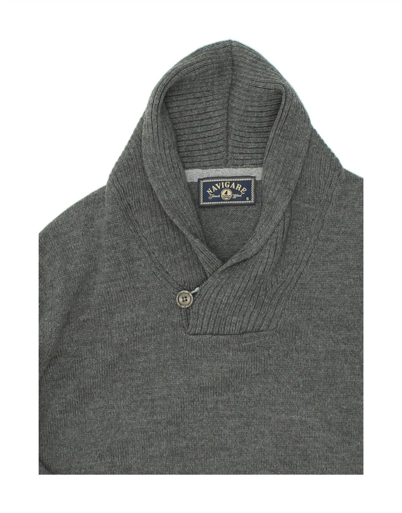 NAVIGARE Mens Shawl Neck Jumper Sweater Small Grey Wool Vintage Navigare and Second-Hand Navigare from Messina Hembry 