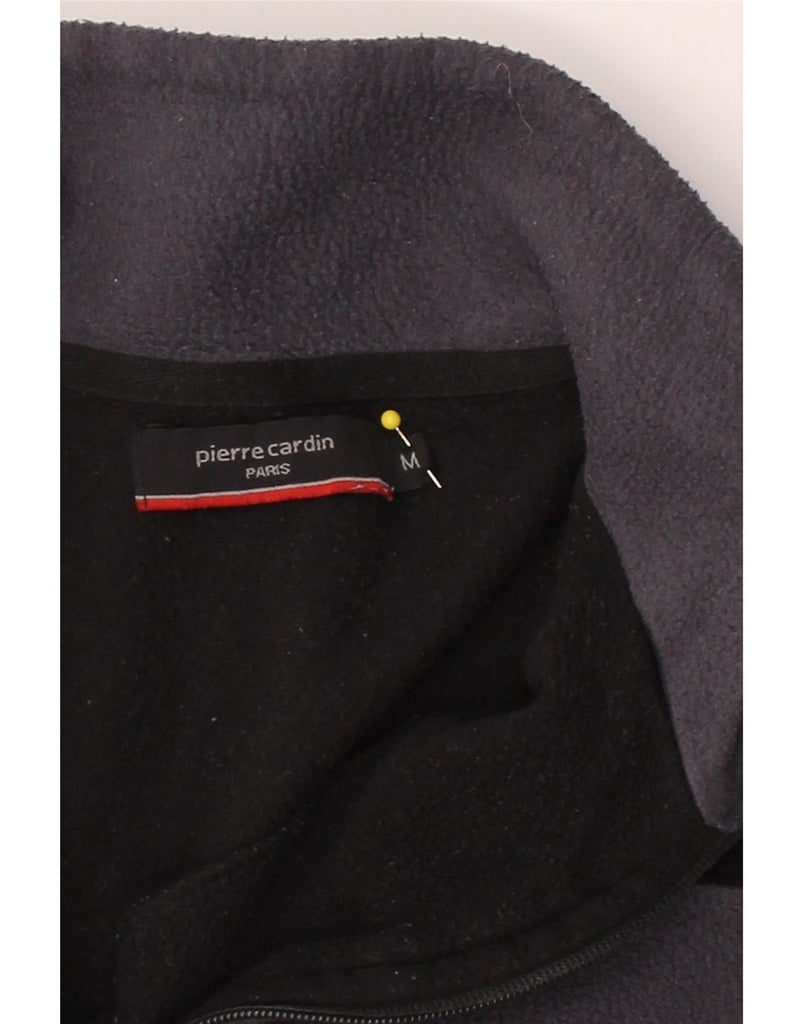 PIERRE CARDIN Mens Paris Zip Neck Fleece Jumper Medium Black Colourblock Vintage Pierre Cardin and Second-Hand Pierre Cardin from Messina Hembry 