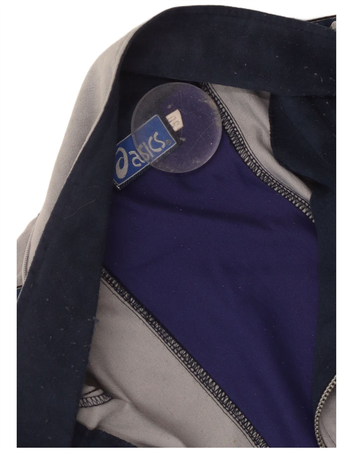 ASICS Mens Graphic Tracksuit Top Jacket IT 50 Medium Navy Blue Colourblock
