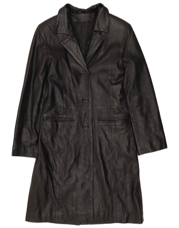 Vintage Womens Leather Coat IT 40 Small Black Leather