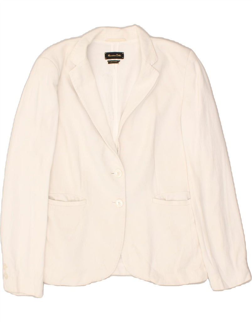 MASSIMO DUTTI Womens 2 Button Blazer Jacket EU 38 Small Off White Cotton | Vintage Massimo Dutti | Thrift | Second-Hand Massimo Dutti | Used Clothing | Messina Hembry 