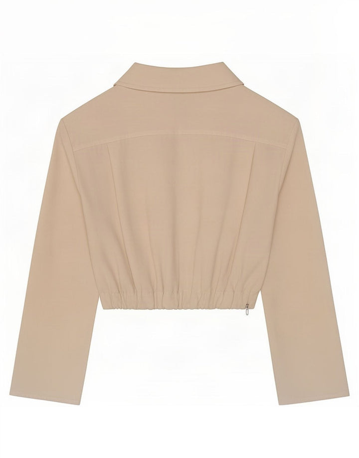 Zara Womens Crop Long Sleeve Blouse Top UK 10 Small Off White