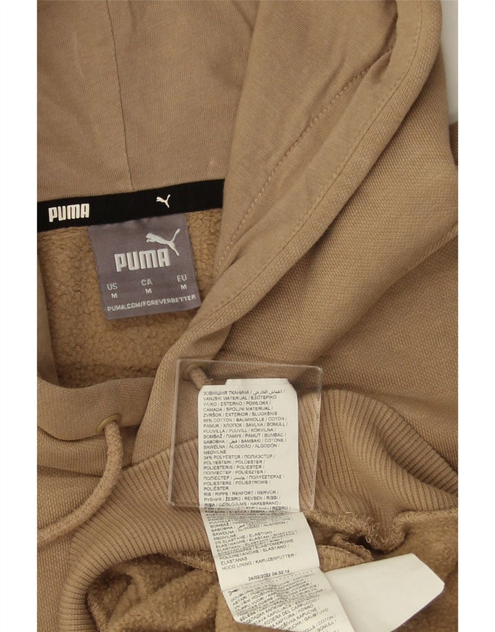 PUMA Mens Graphic Hoodie Jumper Medium Beige Cotton