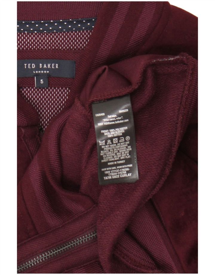 Ted Baker Womens Tracksuit Top Jacket Size 5 XL Burgundy Polyester
