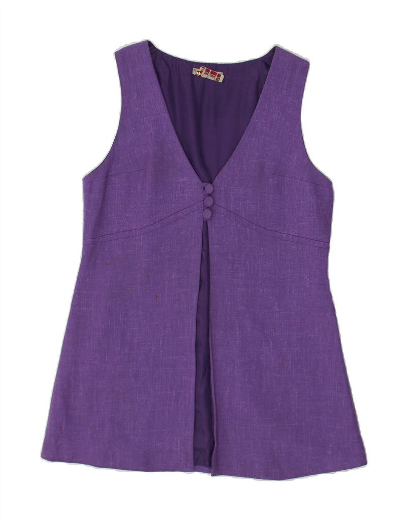 VINTAGE Womens Sleeveless Cardigan Top EU 40 Medium Purple | Vintage Vintage | Thrift | Second-Hand Vintage | Used Clothing | Messina Hembry 