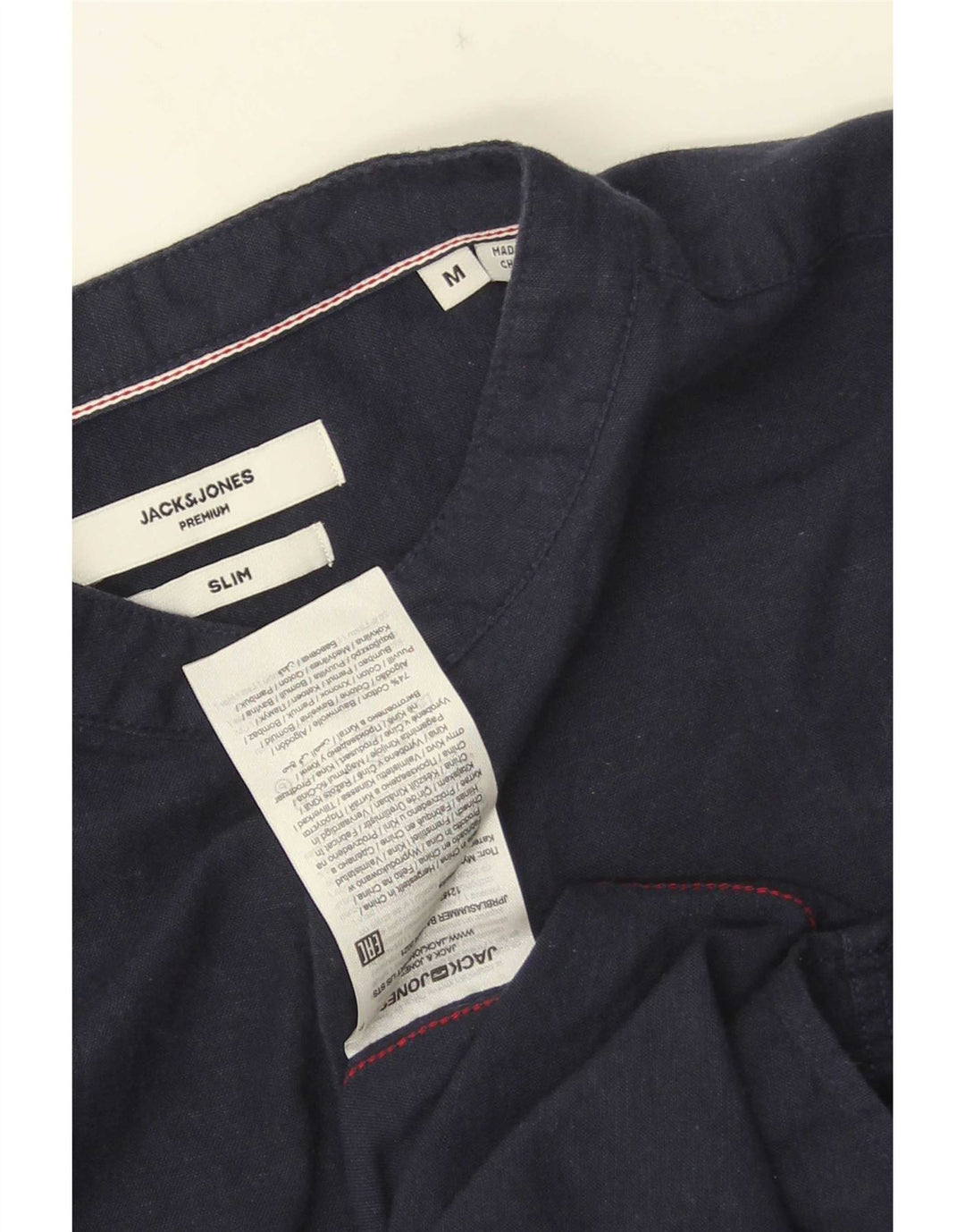 Jack & Jones Mens Slim Fit Pullover Shirt Medium Navy Blue Cotton