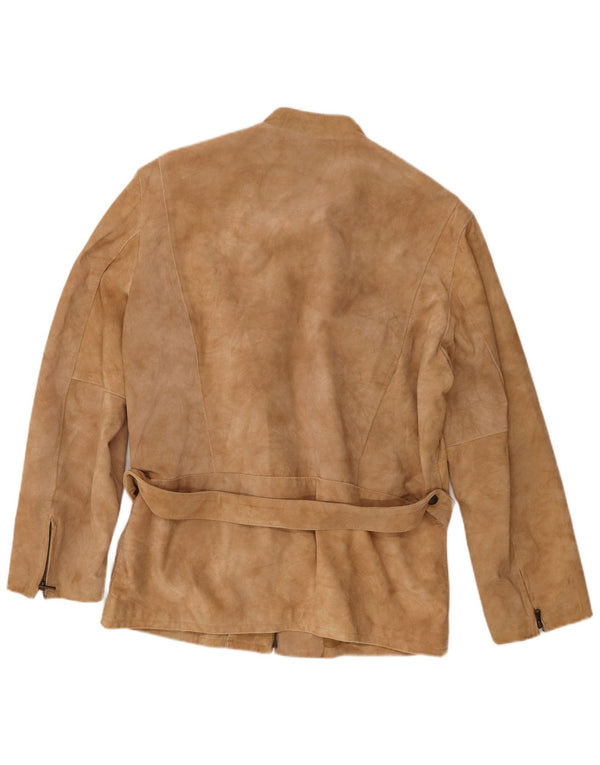 Bellucci Mens Suede Jacket IT 54 2XL Beige Leather