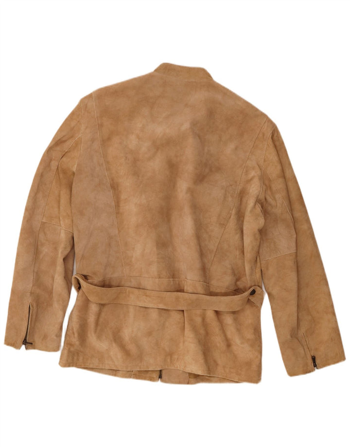 Bellucci Mens Suede Jacket IT 54 2XL Beige Leather