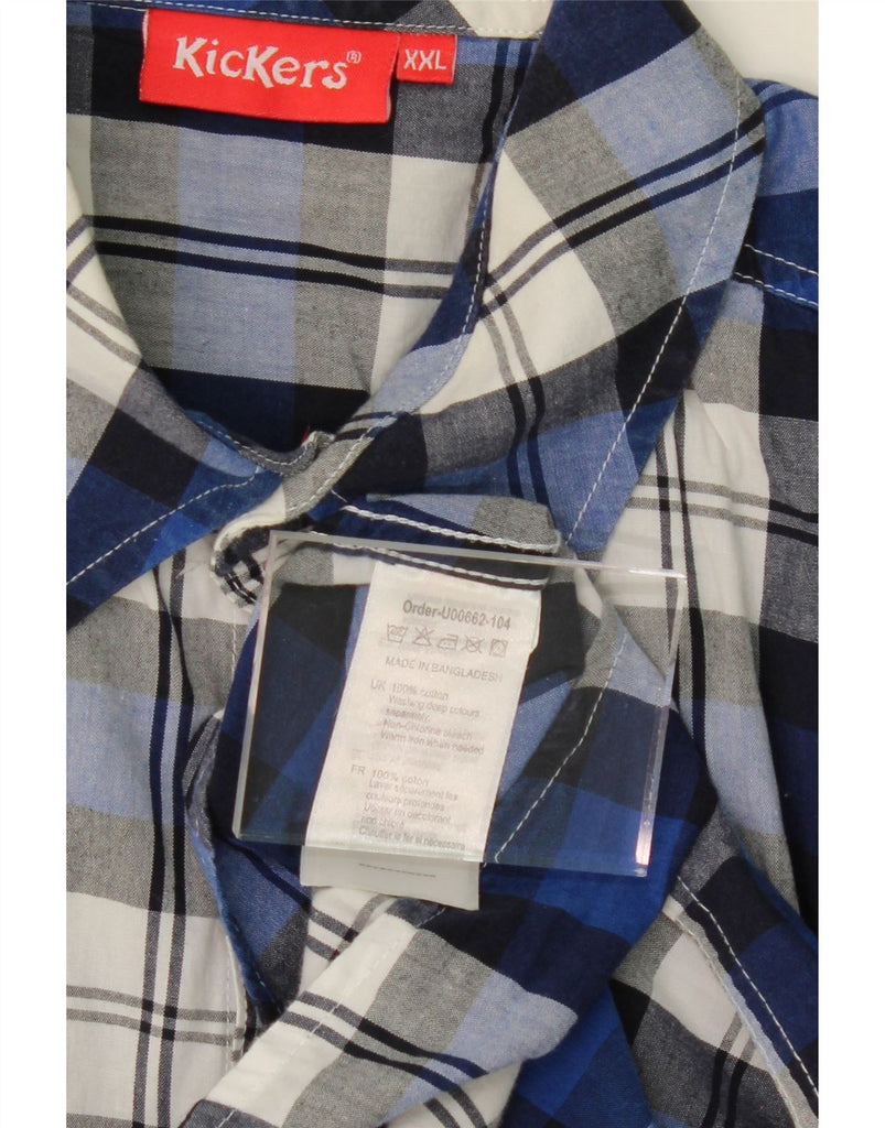 KICKERS Mens Short Sleeve Shirt 2XL Blue Check Cotton Vintage Kickers and Second-Hand Kickers from Messina Hembry 