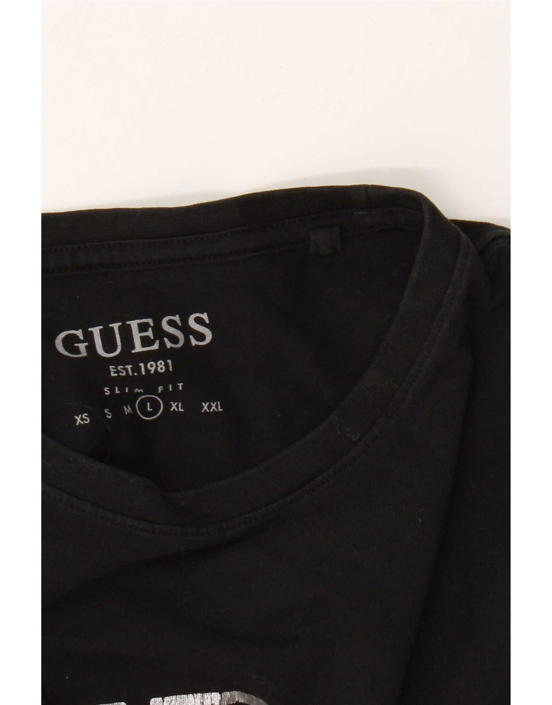 Guess Mens Slim Fit Graphic T-Shirt Top Large Black