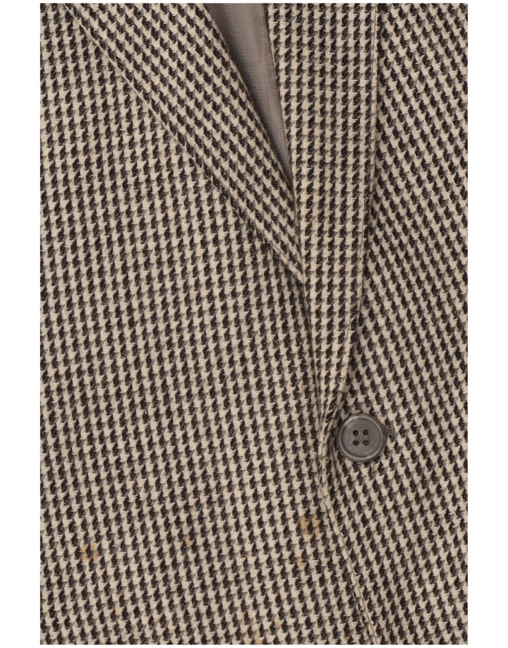 Vintage Mens 2 Button Blazer Jacket UK 40 Large Grey Houndstooth Wool