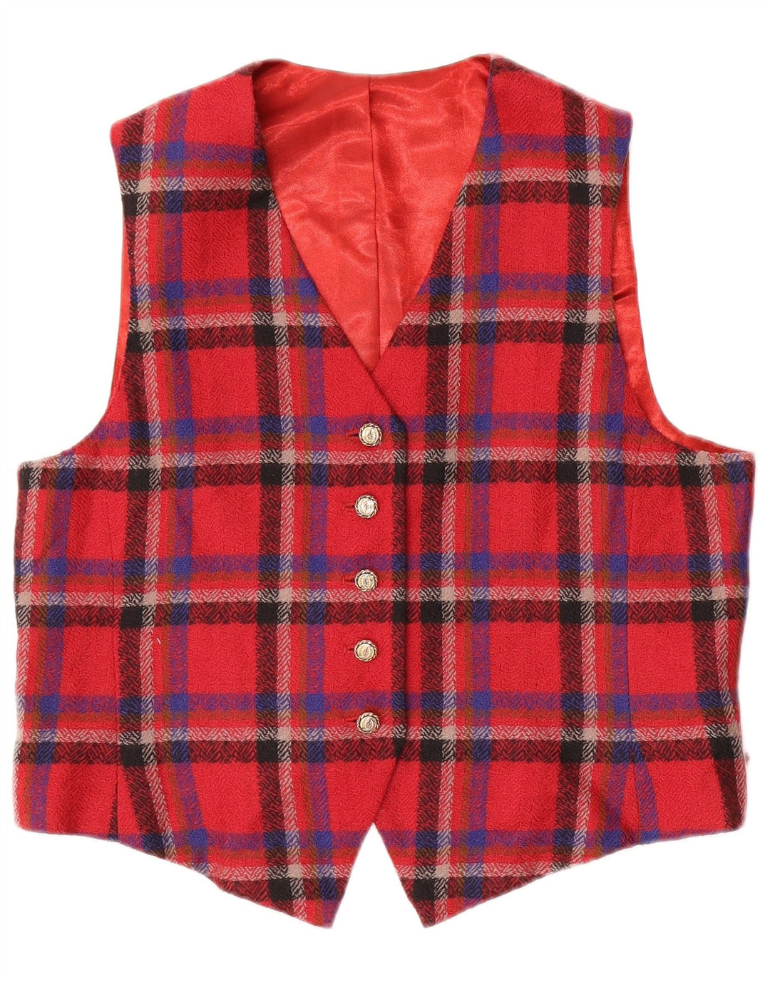 Vintage Womens Waistcoat UK 14 Medium Red Check