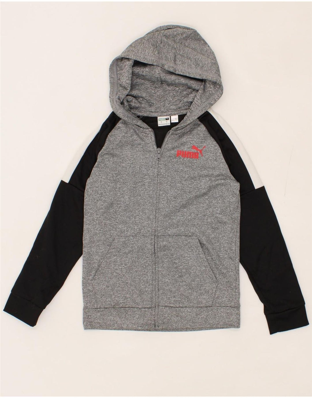 PUMA Boys Zip Hoodie Sweater 7-8 Years  Grey Colourblock Polyester Vintage Puma and Second-Hand Puma from Messina Hembry 