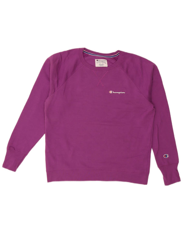 Champion Womens Graphic Sweatshirt Jumper UK 16 Large Purple Polyester