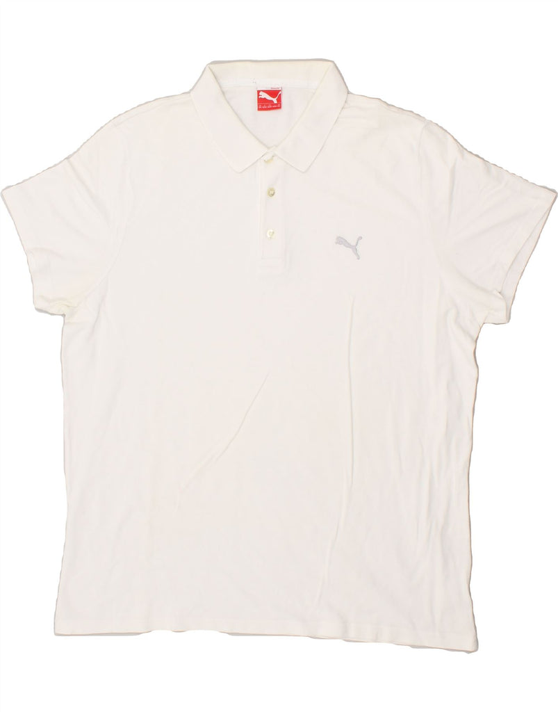 PUMA Mens Polo Shirt 2XL White | Vintage Puma | Thrift | Second-Hand Puma | Used Clothing | Messina Hembry 