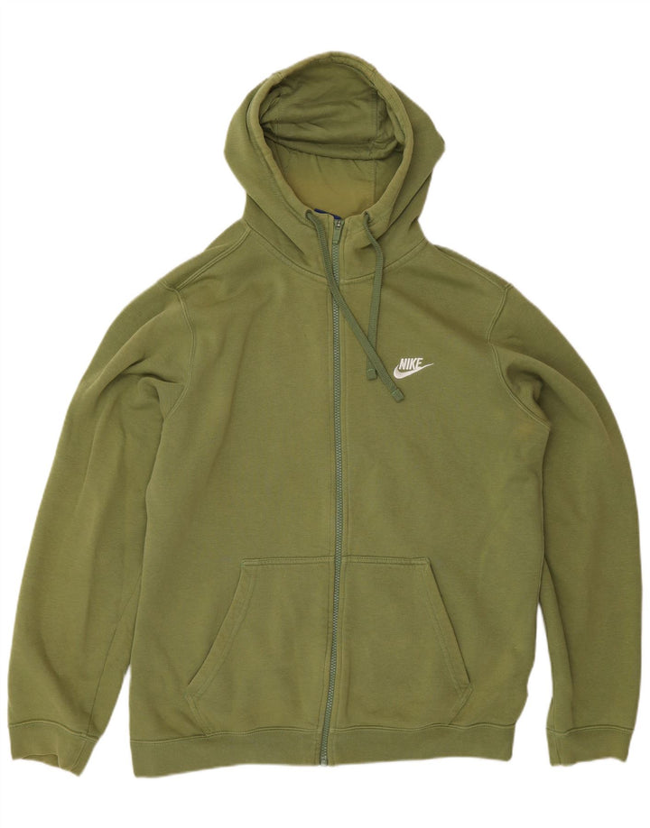 Nike Mens Zip Hoodie Sweater Medium Khaki Cotton