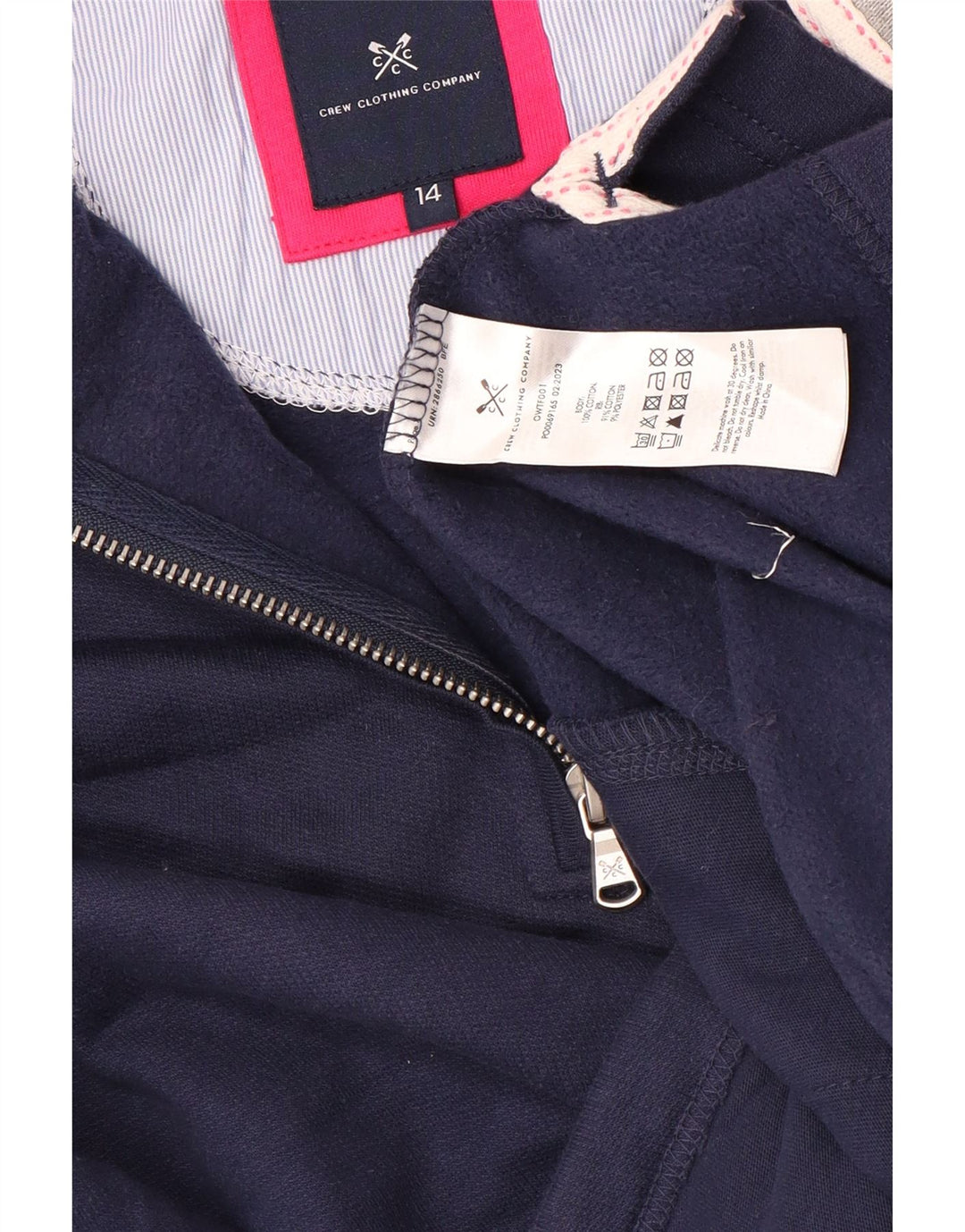 CREW CLOTHING Womens Zip Neck Top Long Sleeve UK 14 Large  Navy Blue