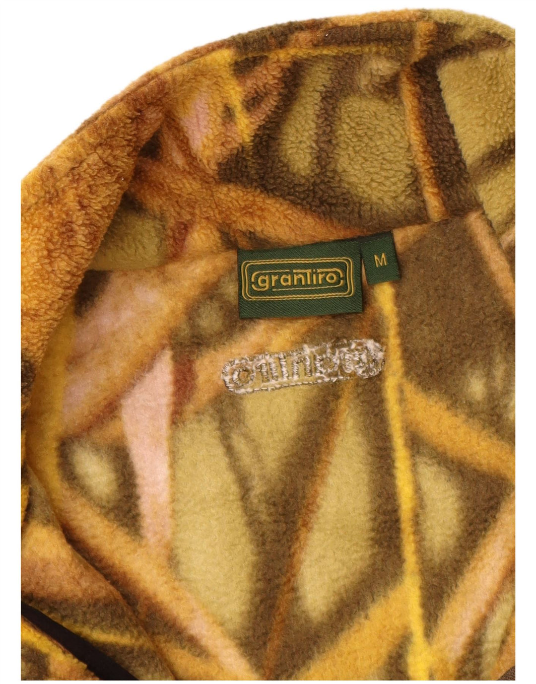 VINTAGE Mens Abstract Pattern Zip Neck Fleece Jumper Medium Multicoloured