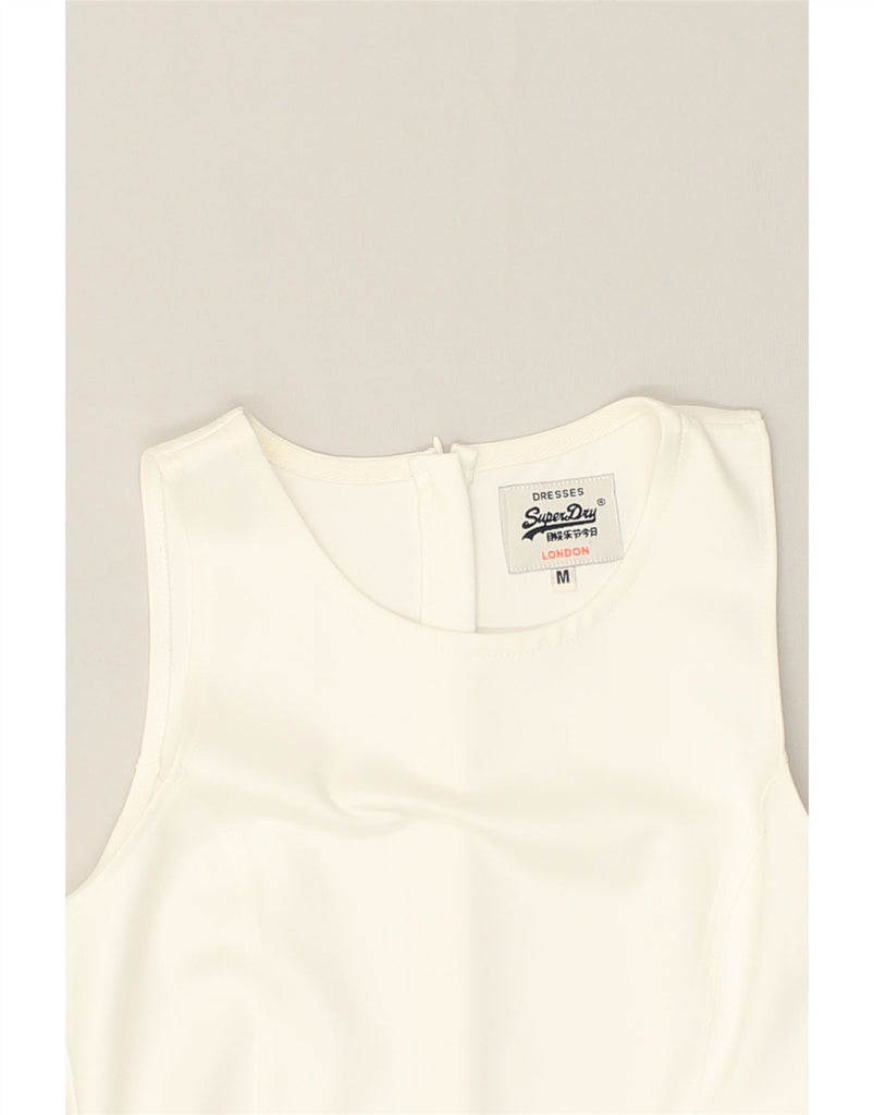 SUPERDRY Womens Pleated A-Line Dress UK 12 Medium White Polyester | Vintage Superdry | Thrift | Second-Hand Superdry | Used Clothing | Messina Hembry 