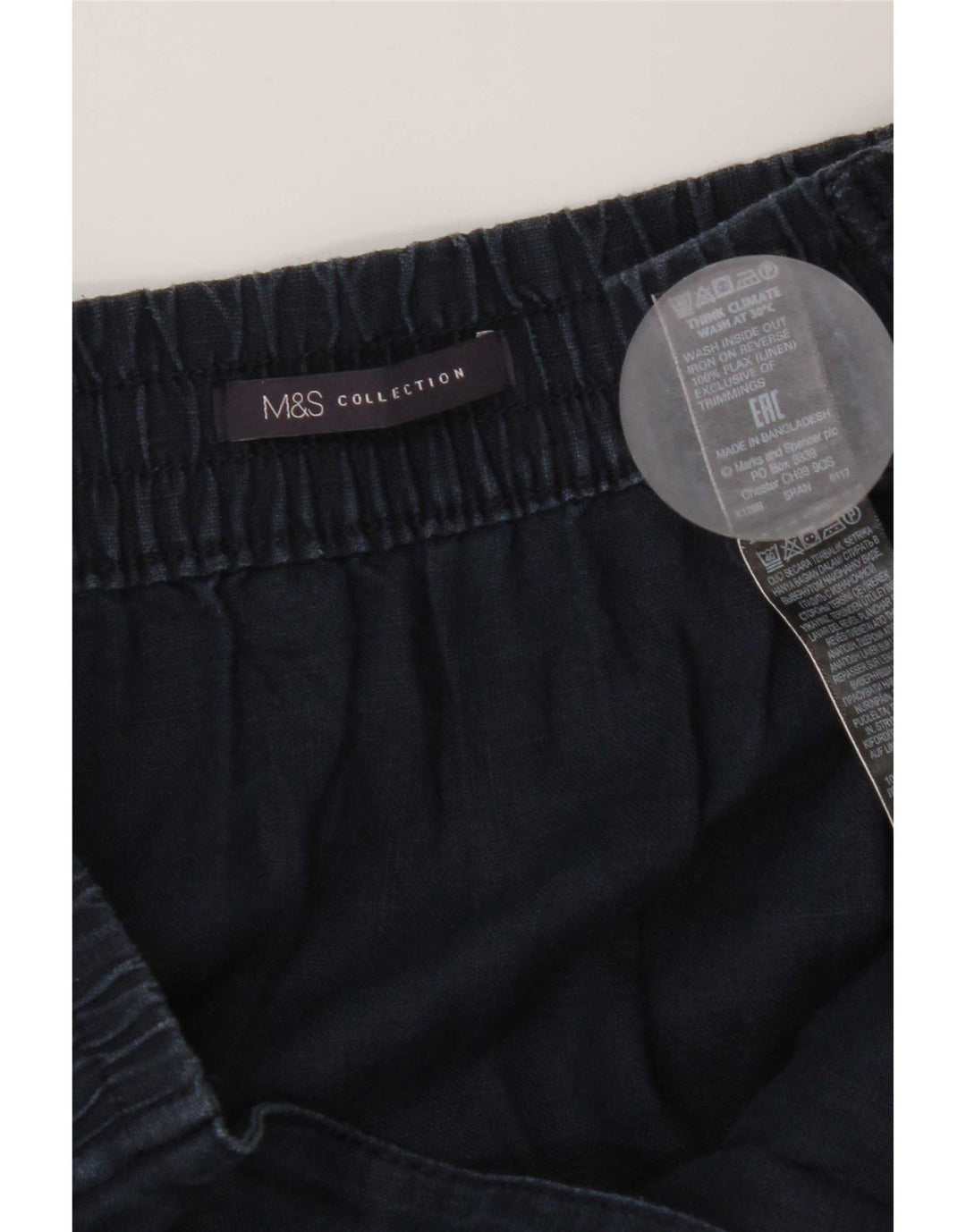 Marks & Spencer Womens A-Line Skirt W40 2XL Navy Blue Linen
