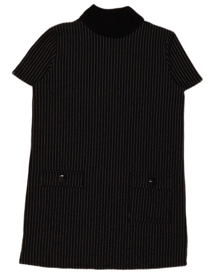 Zara Womens Shift Dress UK 16 Large Black Pinstripe