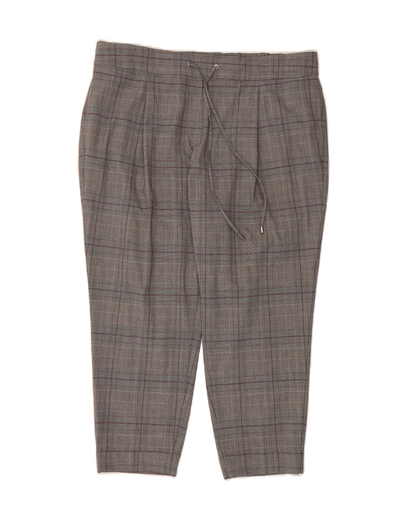MARKS & SPENCER Womens Slim Cropped Trousers UK 20 2XL W40 L24  Grey Check Vintage Marks & Spencer and Second-Hand Marks & Spencer from Messina Hembry 