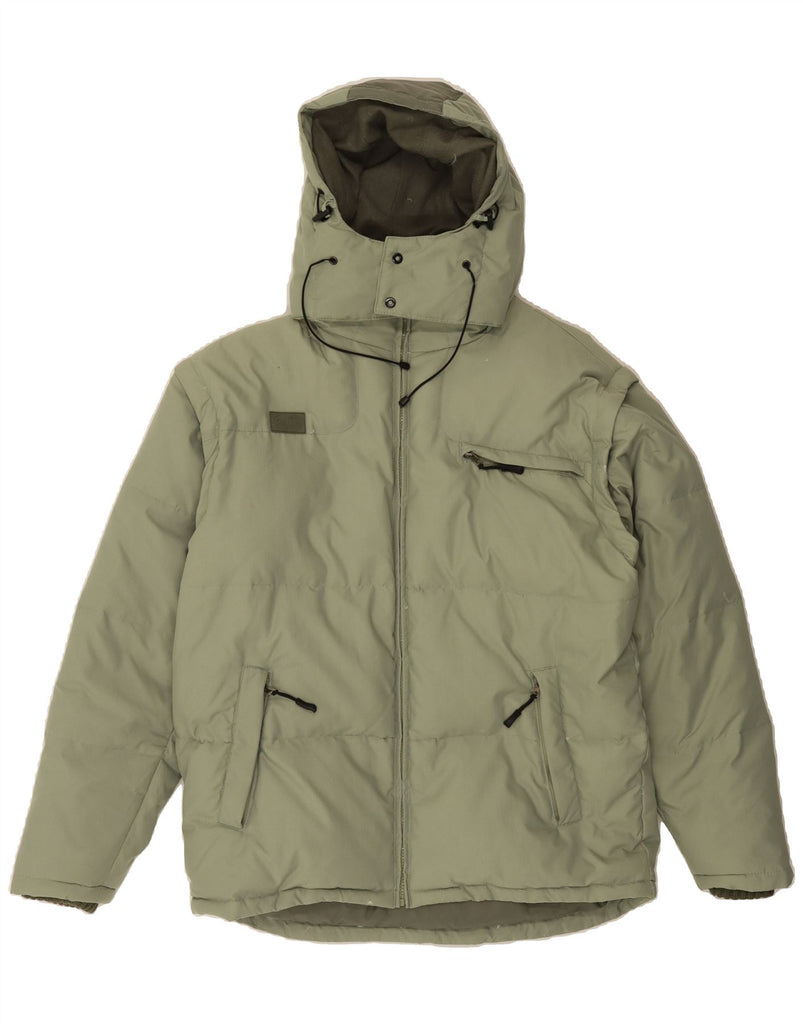 FILA Mens Hooded Padded Jacket UK 40 Large Green Colourblock Polyamide Vintage Fila and Second-Hand Fila from Messina Hembry 