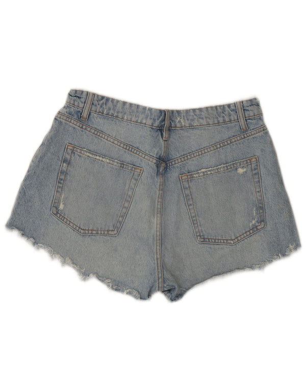 Zara Womens Distressed Denim Shorts EU 42 Large W32  Blue Cotton