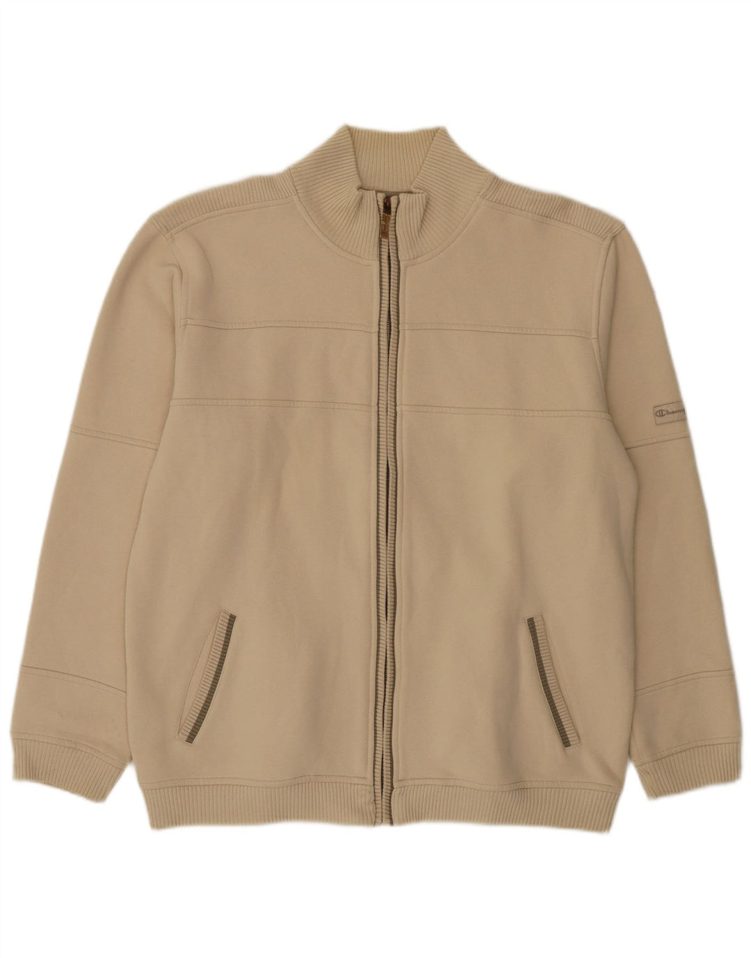 Champion Mens Tracksuit Top Jacket XL Beige Cotton