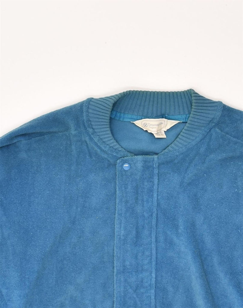 ERMENEGILDO ZEGNA Mens Tracksuit Top Jacket IT 50 Medium Blue Cotton | Vintage Ermenegildo Zegna | Thrift | Second-Hand Ermenegildo Zegna | Used Clothing | Messina Hembry 