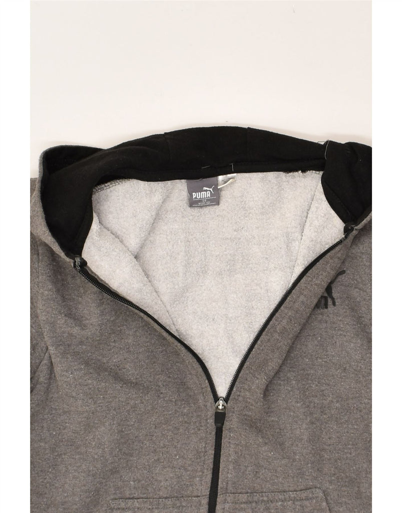 PUMA Boys Graphic Zip Hoodie Sweater 10-11 Years Medium Grey Colourblock | Vintage Puma | Thrift | Second-Hand Puma | Used Clothing | Messina Hembry 