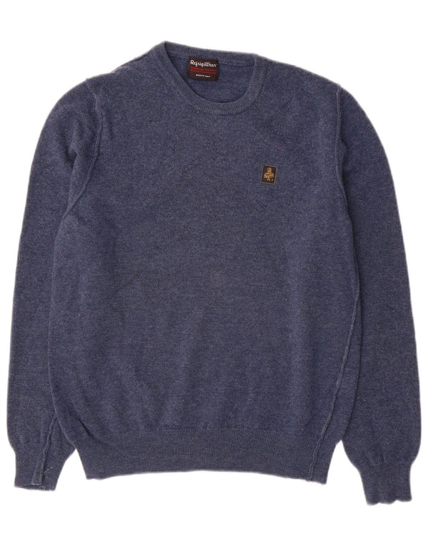 Refrigiwear Womens Crew Neck Jumper Sweater UK 14 Large Navy Blue Wool