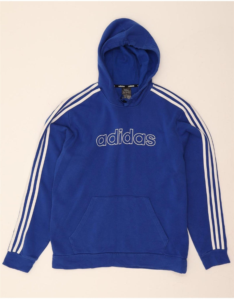 ADIDAS Mens Graphic Hoodie Jumper Medium Blue Cotton Vintage Adidas and Second-Hand Adidas from Messina Hembry 