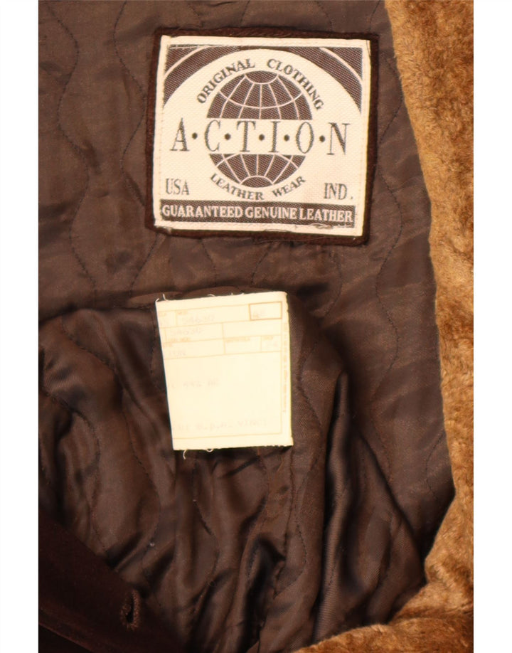 Vintage Mens Suede Overcoat IT 52 XL Brown Leather