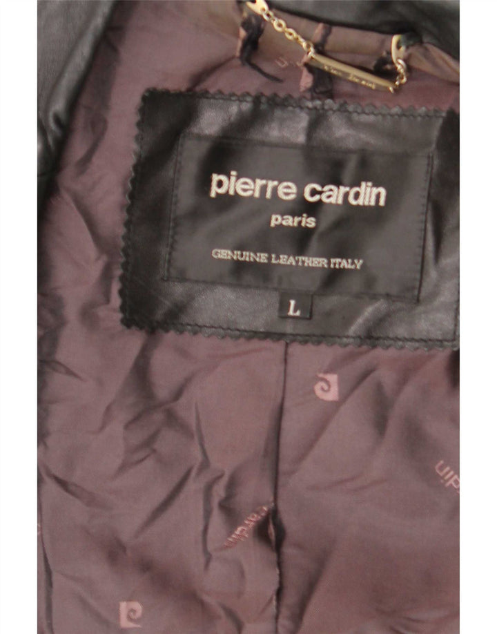 Pierre Cardin Mens Leather Jacket UK 40 Large Black