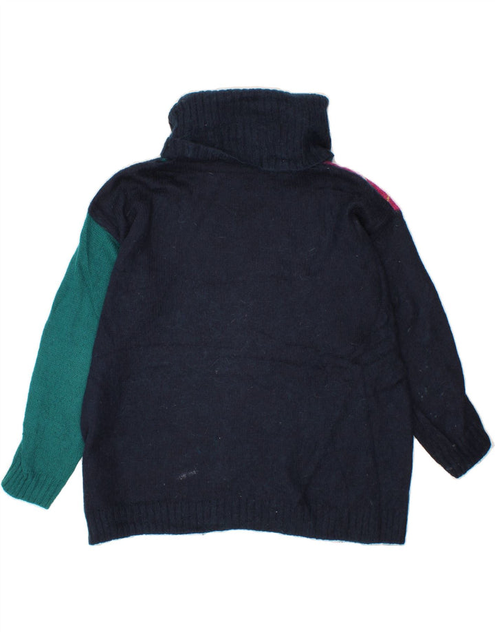 BENETTON Womens Roll Neck Jumper Sweater UK 14 Medium Navy Blue