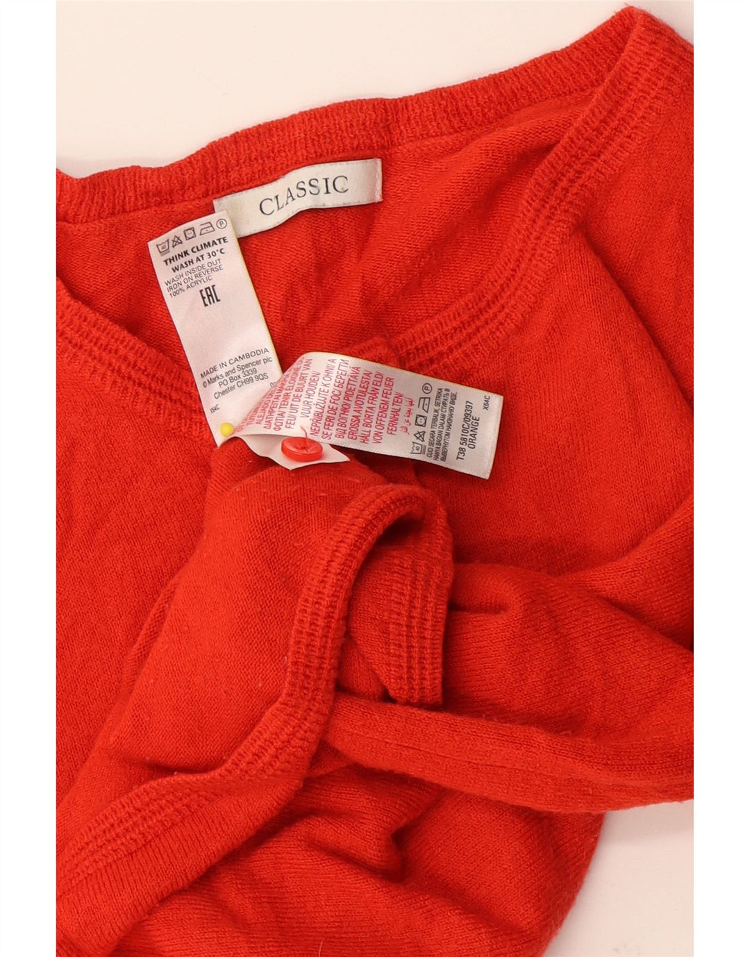 CLASSIC Womens Cardigan Sweater UK 10 Small Orange Acrylic