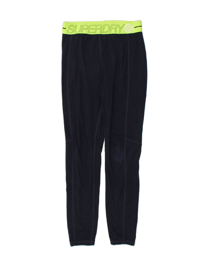 SUPERDRY Womens Graphic Leggings UK 10 Small Navy Blue Colourblock Vintage Superdry and Second-Hand Superdry from Messina Hembry 