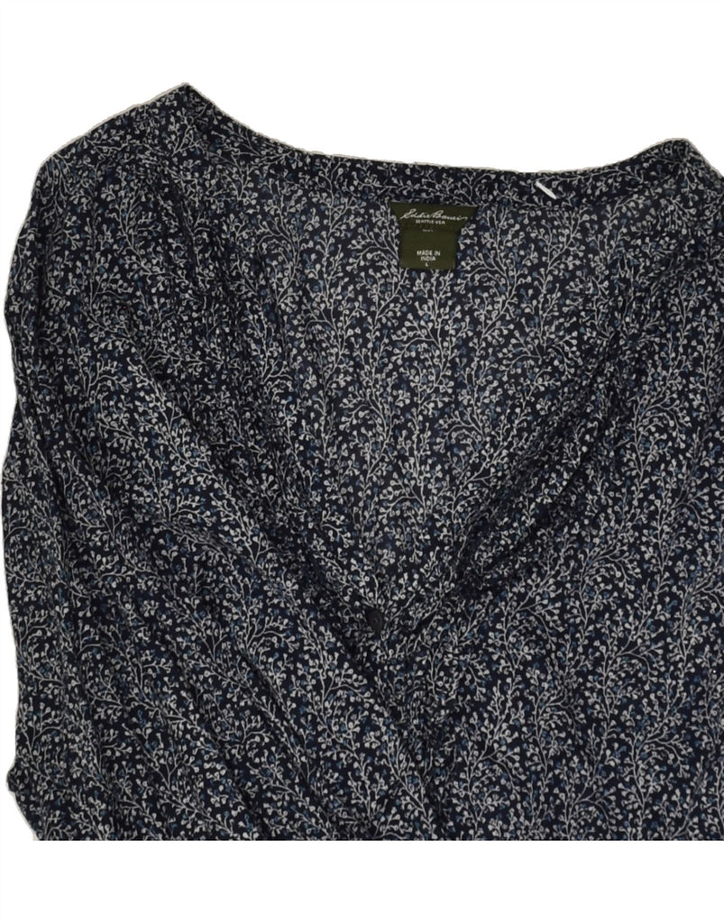 EDDIE BAUER Womens Shirt Blouse UK 16 Large Navy Blue Floral Cotton | Vintage Eddie Bauer | Thrift | Second-Hand Eddie Bauer | Used Clothing | Messina Hembry 