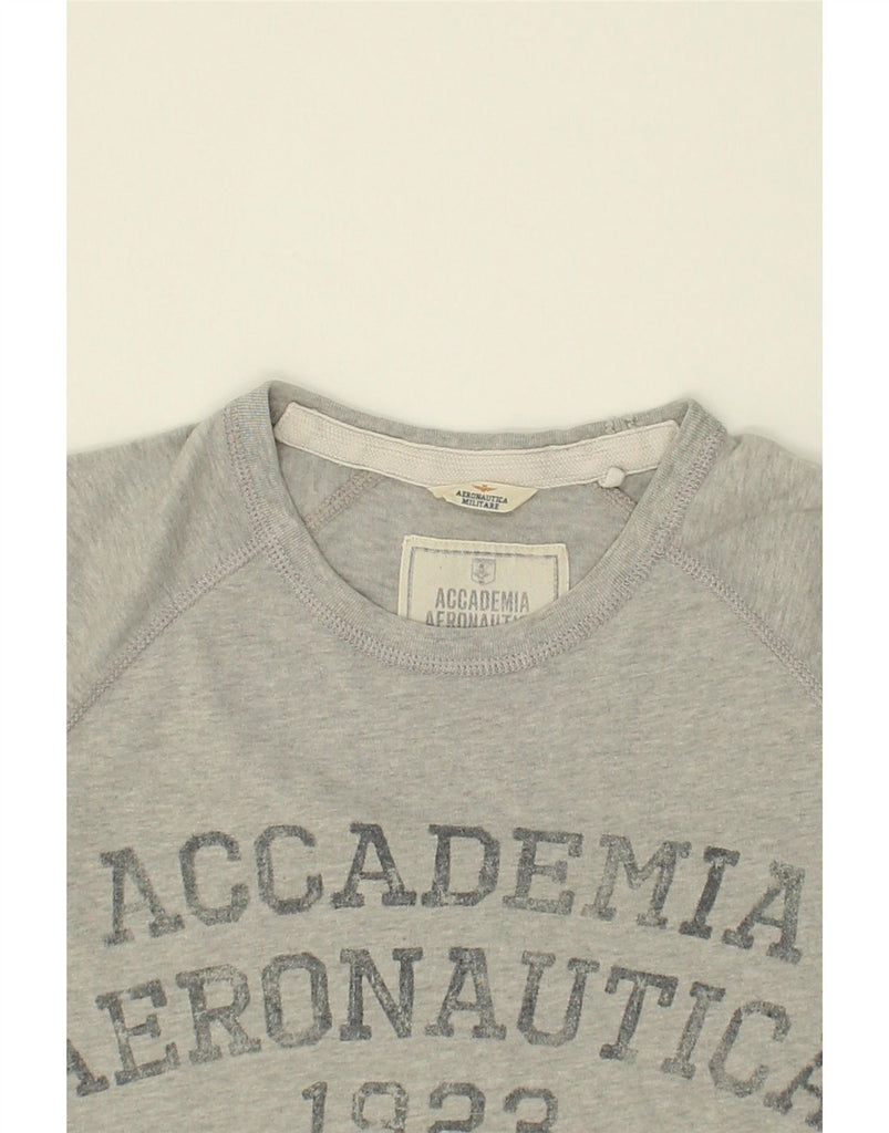 AERONAUTICA MILITARE Womens Graphic T-Shirt Top UK 16 Large Grey Cotton Vintage Aeronautica Militare and Second-Hand Aeronautica Militare from Messina Hembry 