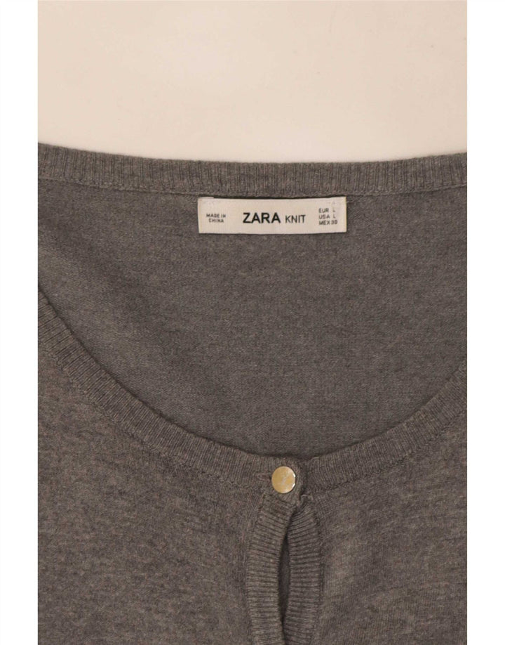 Zara Womens Cardigan Sweater UK 14 Large Grey