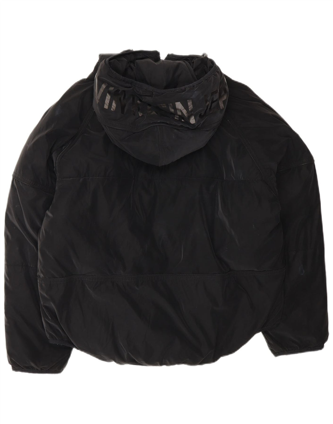 Calvin Klein Jeans Womens Oversized Graphic Padded Jacket UK 10 Small Black