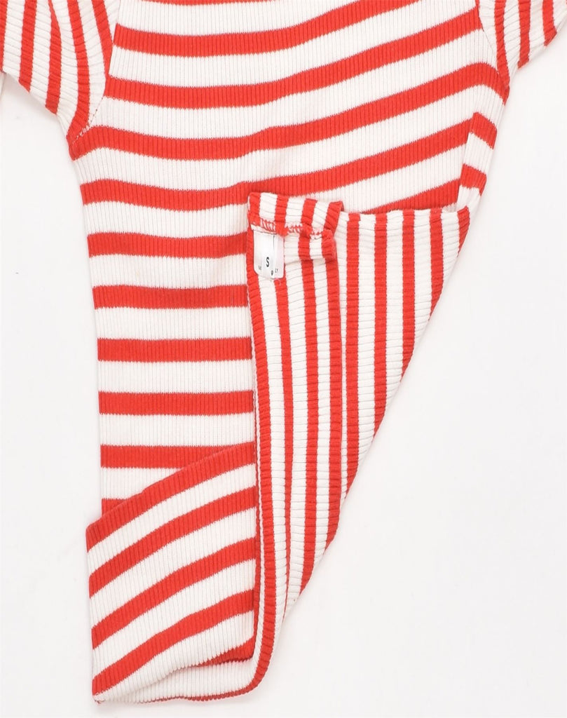 MAX & CO. Womens Top Long Sleeve UK 10 Small Red Striped Cotton | Vintage | Thrift | Second-Hand | Used Clothing | Messina Hembry 